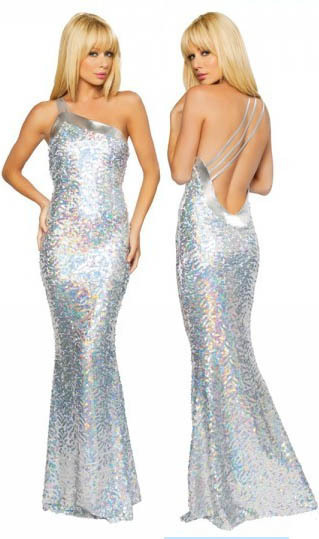 Silver Glitters Star Evening Gown